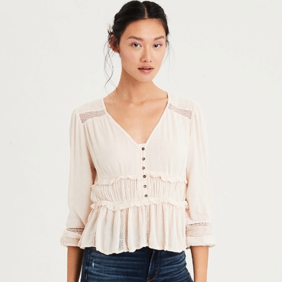 American Eagle Outfitters Tops - American Eagle Ruffle Waist Blouse